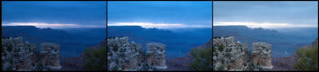 Three Full Frame Exposures for Rock Pillar Grand Canyon