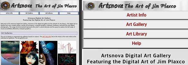 Artsnova Digital Art Gallery site comparison image