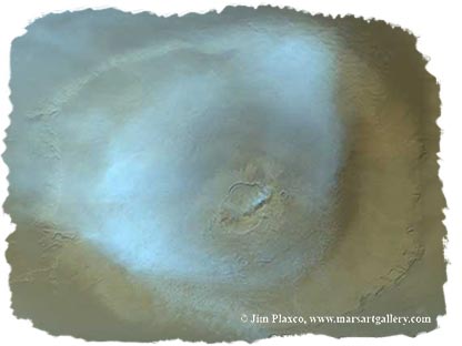 Mars Clouds Over Olympus Mons Mars Global Surveyor