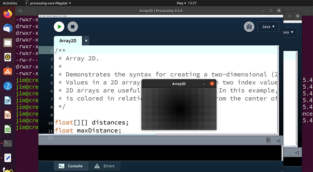 Processing running a sketch on Ubuntu