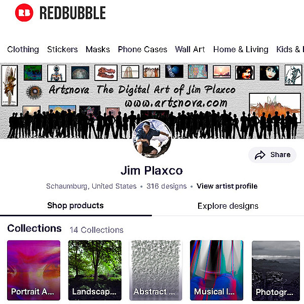 Jim Plaxco, Artist & Speaker Redbubble Art Shop Link Thumbnail