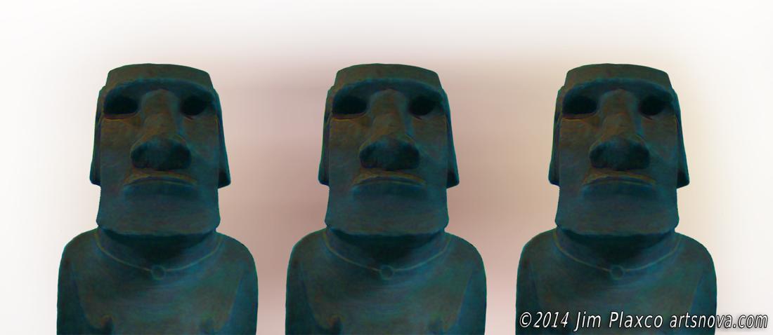 Easter Island Blue Man Three Portrait