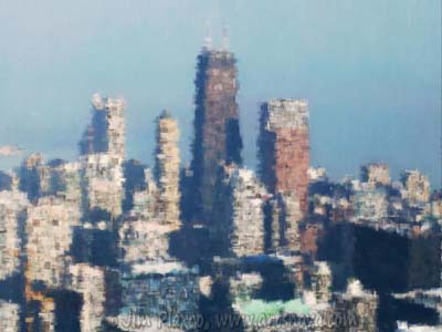 Downtown Chicago With Skyscrapers And Lake Michigan