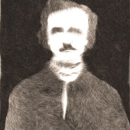 Digital generative painting of American author Edgar Allan Poe