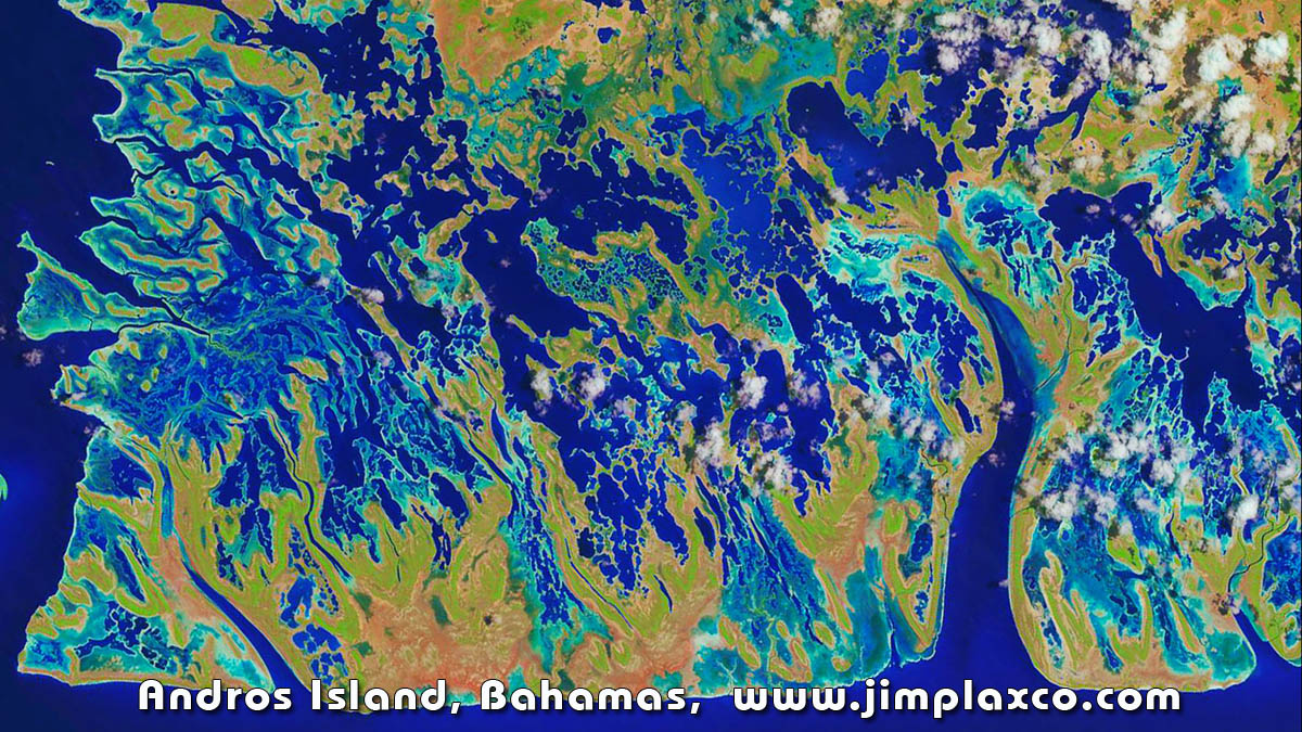 Earth Art Book - Landsat satellite image of Andros Island, Bahamas