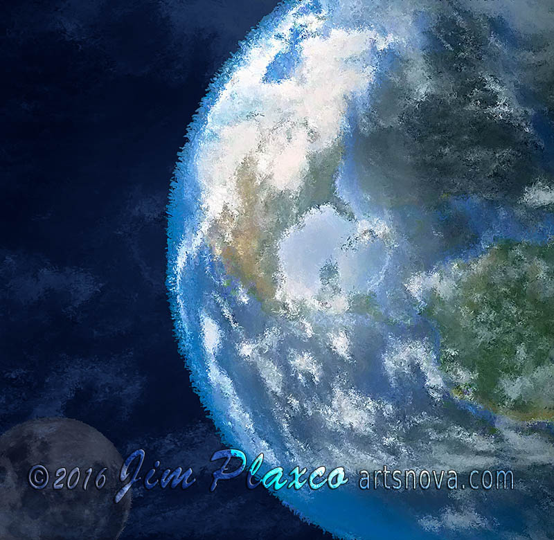 Earth and Moon Generative Digital Painting by Jim Plaxco