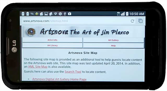 Artsnova Digital Art Gallery responsive design for Smartphone