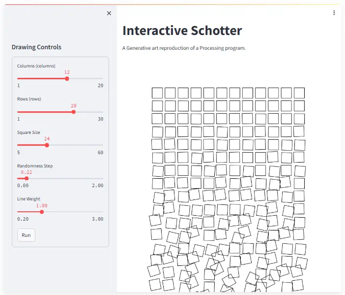 The Interactive Schotter Web App Canvas Illustration