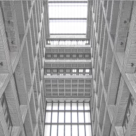 Lines of Structure Wilson Hall Fermilab Enhanced Photograph