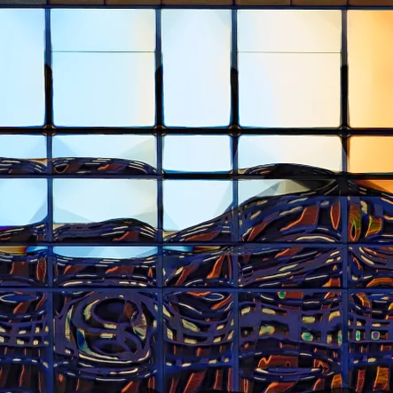 Stained Glass Window City Reflections
