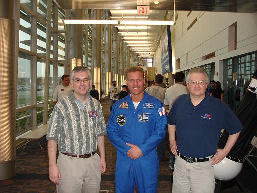 Jim Plaxco (right) before his Astronomy Day presentation at Harper College, Palatime IL