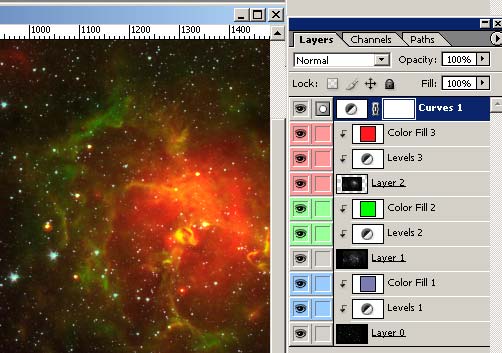 Photoshop Tutorial Trifid Nebula Layers