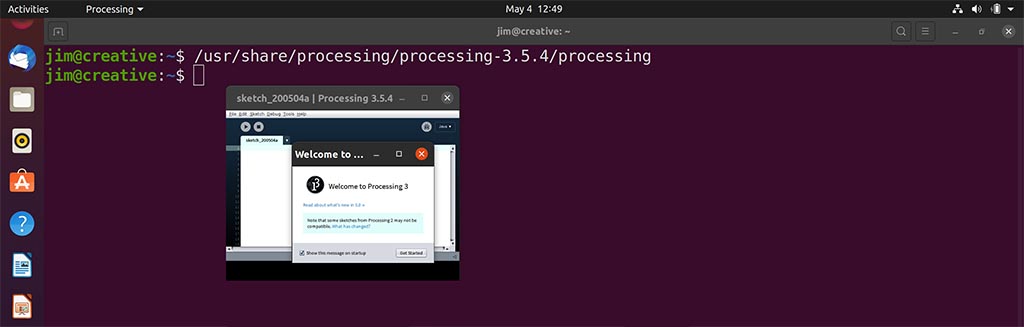 The Processing IDE on its first execution
