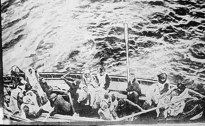 Titanic survivors along side Carpathia